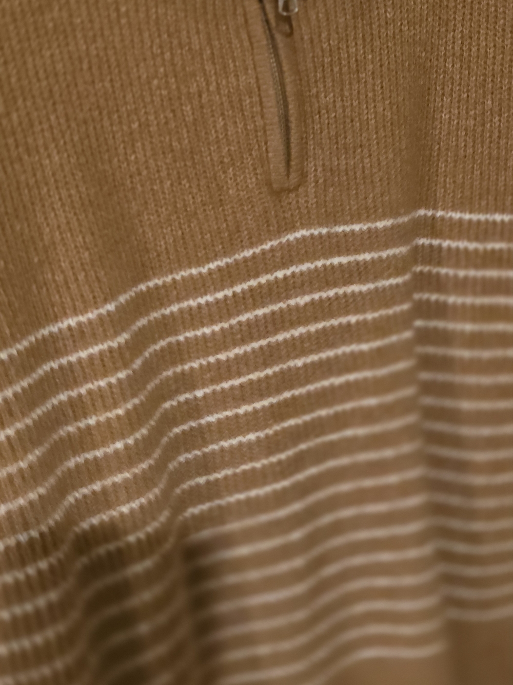 Abound Women's Zip-Up Sweater in Camel and White Stripes